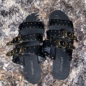 Shoe Dazzle Black Studded Sandals